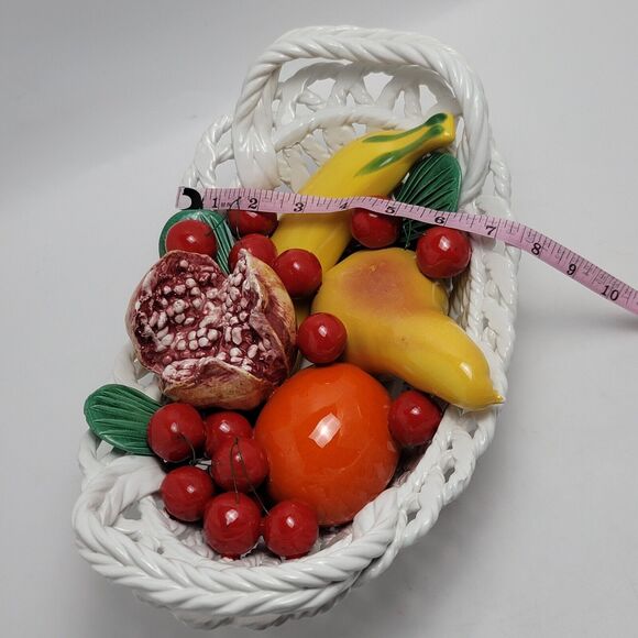 Capodimonte Ceramic Woven Basket Fruit Bowl Centerpiece Hand Painted Italy - Picture 8 of 15